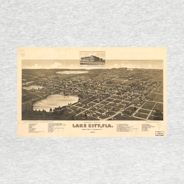 Vintage Pictorial Map of Lake City Florida (1885) by Bravuramedia